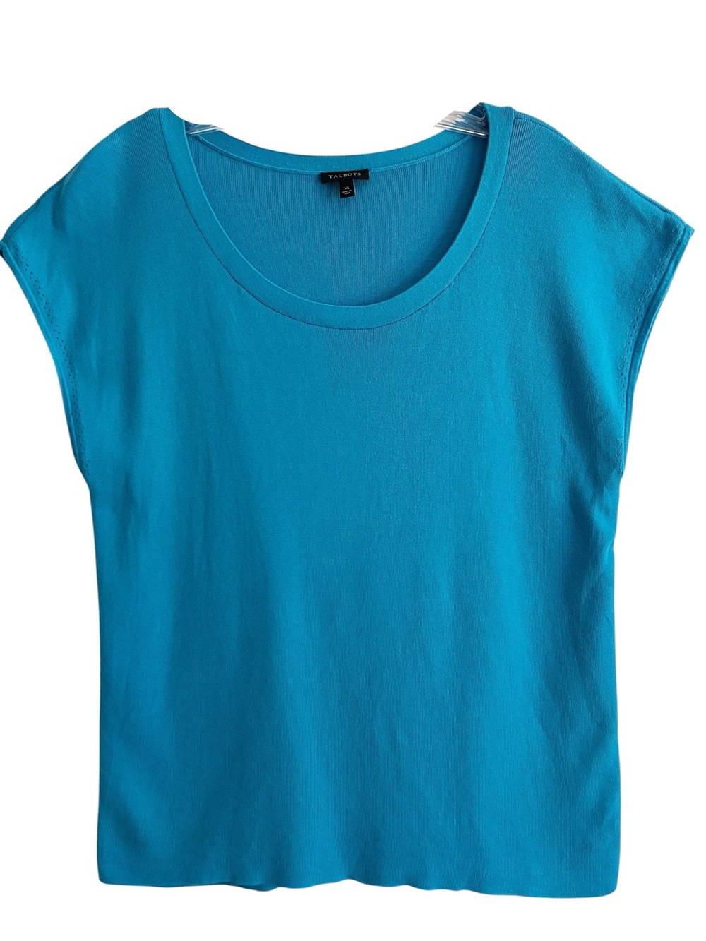 Talbot’s Turquoise Cotton Cap Sleeve Sweater XL - Picture 1 of 5
